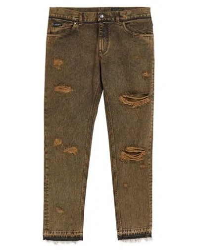 Dolce & Gabbana Man Jeans Khaki Size 36 Cotton In Brown