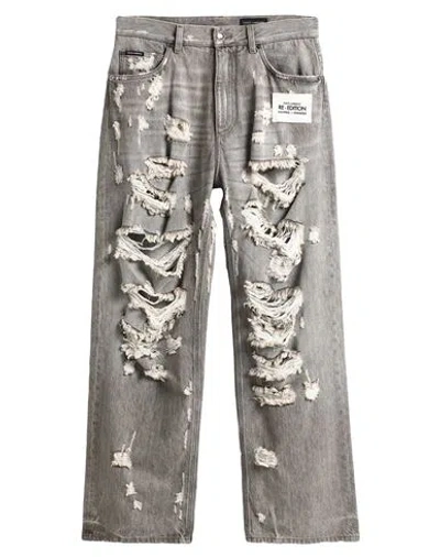 Dolce & Gabbana Man Jeans Light Grey Size 30 Cotton In Gray