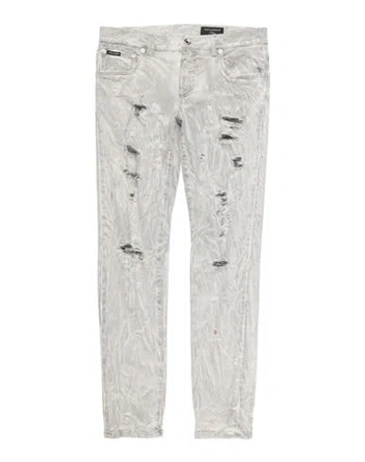Dolce & Gabbana Man Jeans Light Grey Size 38 Cotton, Elastane