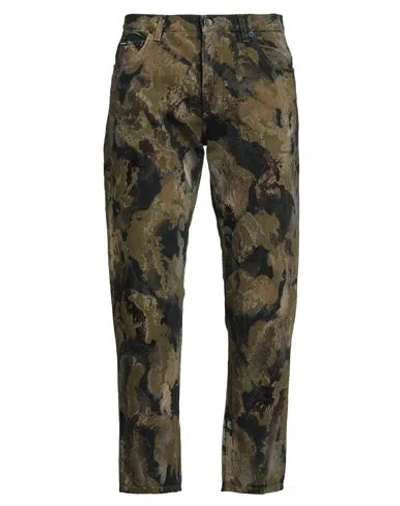 Dolce & Gabbana Man Jeans Military Green Size 34 Cotton, Viscose