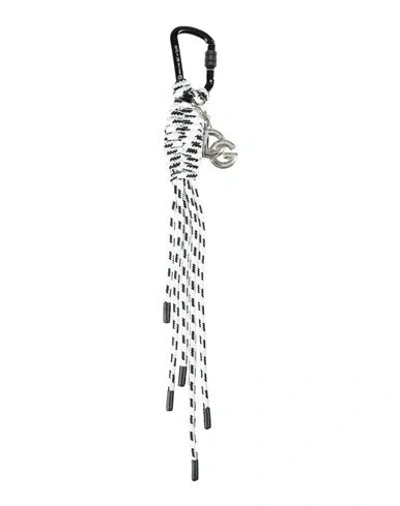 Dolce & Gabbana Man Key Ring White Size - Textile Fibers, Metal, Leather