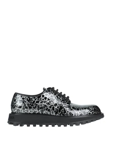 Dolce & Gabbana Black White Derby Patent Leather Shoes