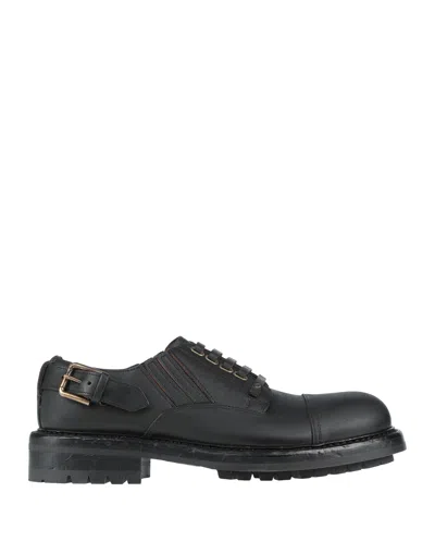 Dolce & Gabbana Brown Leather Lace Up Derby Dress Shoes In Black