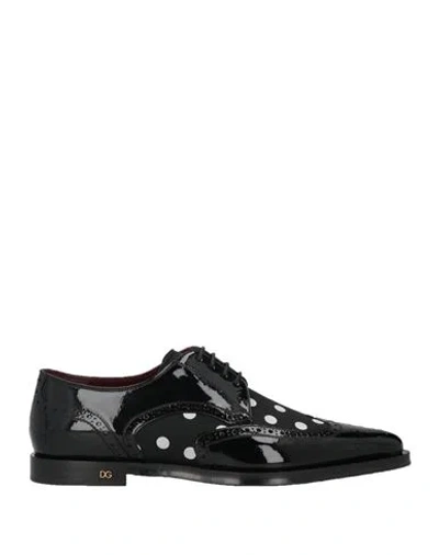 Dolce & Gabbana Man Lace-up Shoes Black Size 9 Leather, Textile Fibers
