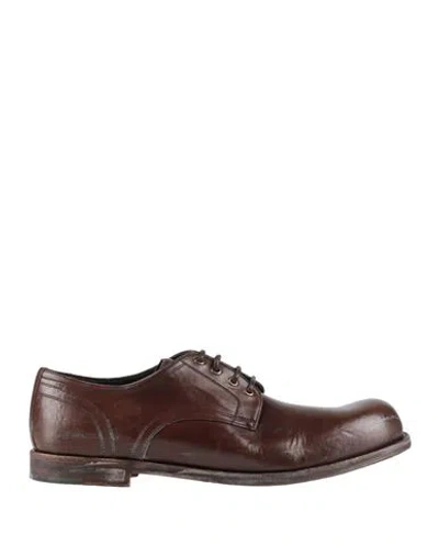 Dolce & Gabbana Man Lace-up Shoes Brown Size 8 Calfskin