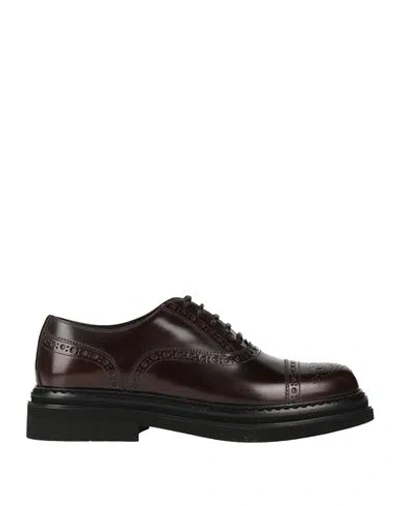 Dolce & Gabbana Man Lace-up Shoes Dark Brown Size 8 Leather