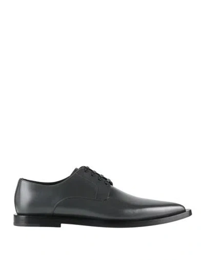 Dolce & Gabbana Man Lace-up Shoes Lead Size 10 Leather In Grey
