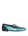 Dolce & Gabbana Man Loafers Azure Size 8 Leather In Blue