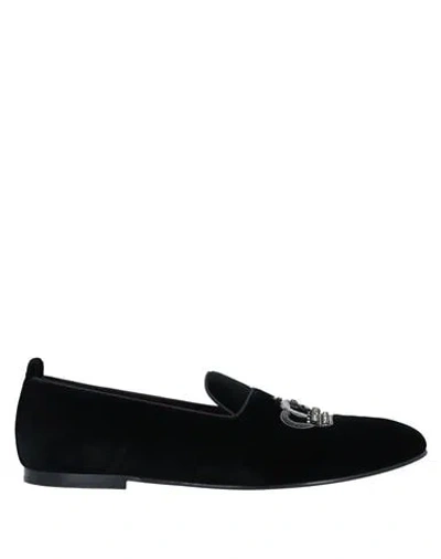 Dolce & Gabbana Dg Cotton Velvet Loafers In Black