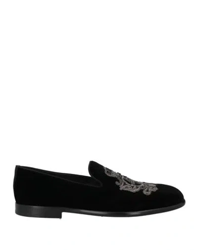 Dolce & Gabbana Man Loafers Black Size 8.5 Textile Fibers
