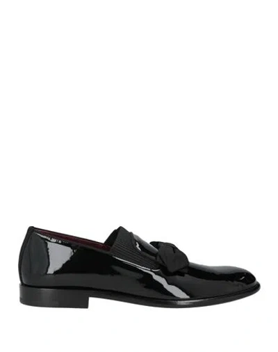 Dolce & Gabbana Man Loafers Black Size 9 Goat Skin, Cotton, Viscose, Polyamide, Synthetic Fibers