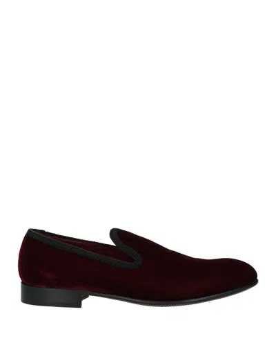 Dolce & Gabbana Red Cotton Velvet Slip On Loafers Formal Shoes