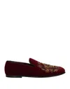 Dolce & Gabbana Man Loafers Burgundy Size 8 Cotton In Red