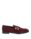 Dolce & Gabbana Man Loafers Burgundy Size 6 Goat Skin, Viscose, Cotton In Red