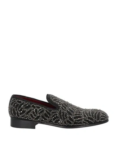 Dolce & Gabbana Man Loafers Charcoal Size 8.5 Cotton In Grey
