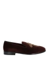 Dolce & Gabbana Man Loafers Dark Brown Size 8 Cotton, Glass, Synthetic Fibers, Metal In Brown