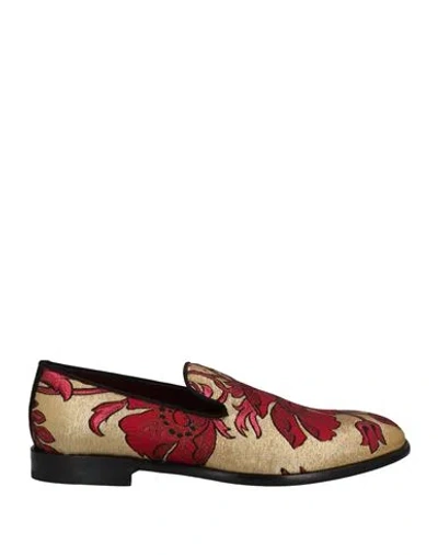Dolce & Gabbana Man Loafers Gold Size 8 Viscose, Cotton, Polyester, Synthetic Fibers, Silk