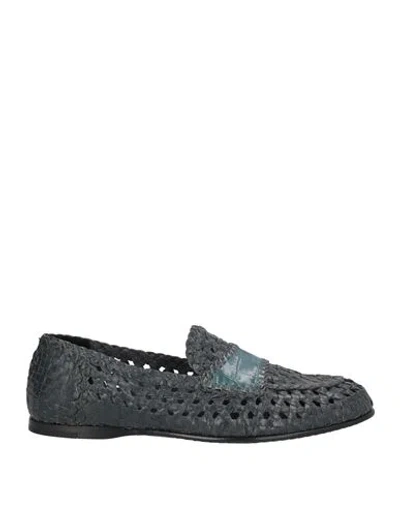 Dolce & Gabbana Man Loafers Lead Size 7 Goat Skin, Calfskin In Gray