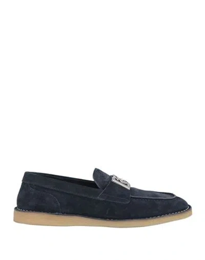 Dolce & Gabbana Man Loafers Navy Size 9 Calfskin In Navy