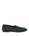 Dolce & Gabbana Man Loafers Slate Blue Size 9 Textile Fibers In Blue