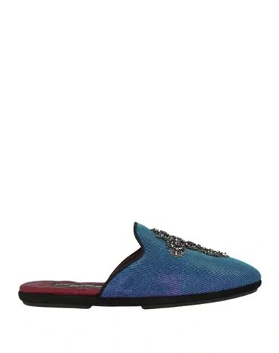 Dolce & Gabbana Man Mules & Clogs Blue Size 6 Polyester, Polyurethane, Polyethylene, Wool