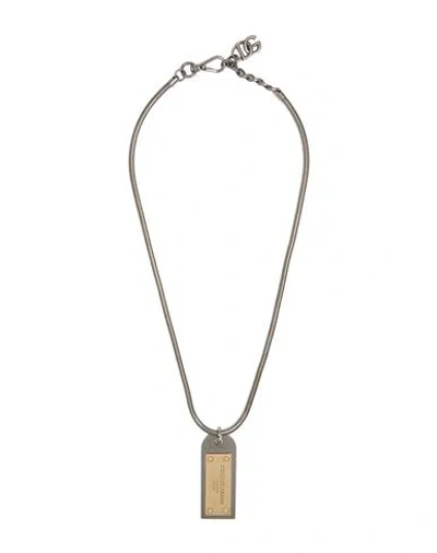 Dolce & Gabbana Man Necklace Charcoal Size - Brass, Zamak In Metallic