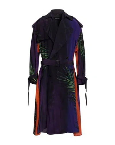 Dolce & Gabbana Man Overcoat & Trench Coat Dark Purple Size 38 Silk