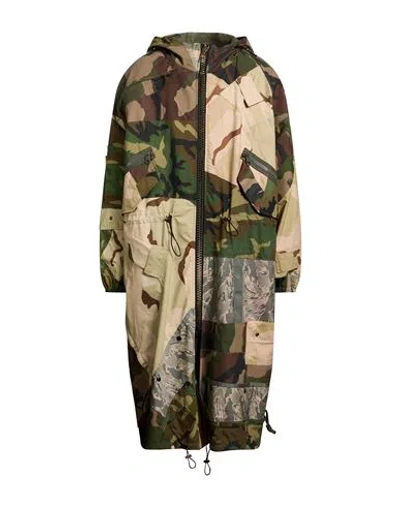 Dolce & Gabbana Man Overcoat & Trench Coat Military Green Size 42 Polyamide, Cotton In Multi