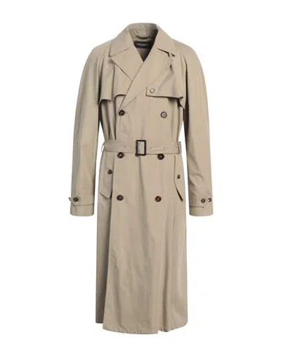 Dolce & Gabbana Man Overcoat & Trench Coat Sand Size 46 Cotton In Brown