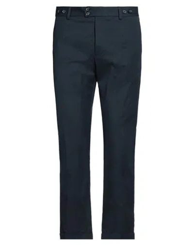 Dolce & Gabbana Man Pants Navy Size 42 Cotton, Goat Skin, Elastane In Navy Blue
