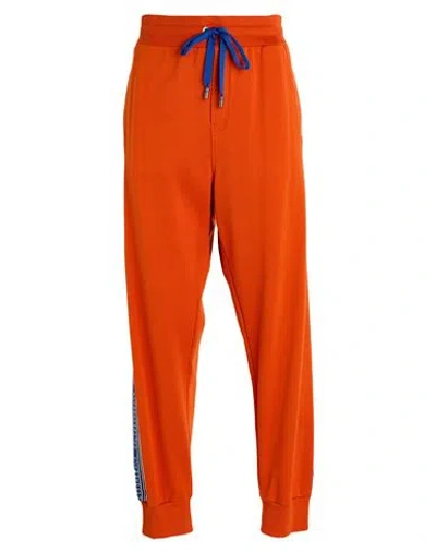 Dolce & Gabbana Man Pants Orange Size 44 Cotton, Polyester, Elastane