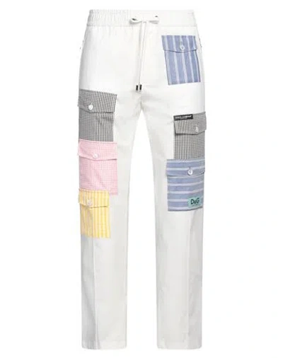 Dolce & Gabbana Man Pants White Size 36 Cotton, Linen, Elastane, Polyamide, Zamak