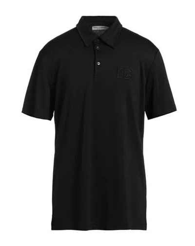 Dolce & Gabbana Man Polo Shirt Black Size 36 Polyester, Modal