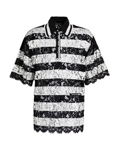 Dolce & Gabbana Man Polo Shirt Black Size L Cotton, Viscose, Polyamide, Polyester