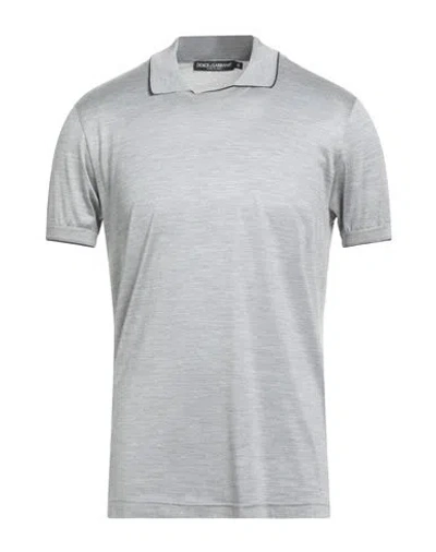 Dolce & Gabbana Man Polo Shirt Grey Size 50 Silk, Elastane In Gray