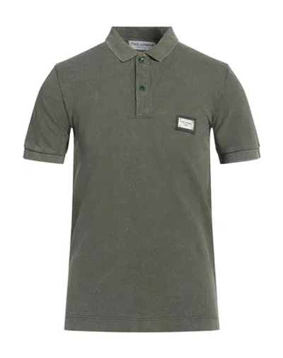 Dolce & Gabbana Man Polo Shirt Military Green Size 34 Cotton