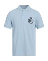 Dolce & Gabbana Sky Blue Cotton Crown Collared Polo T-shirt In Blue