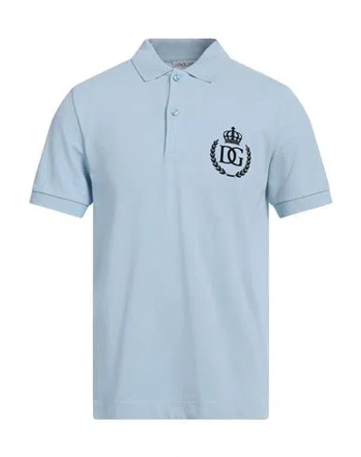 DOLCE & GABBANA DOLCE & GABBANA MAN POLO SHIRT SKY BLUE SIZE 34 COTTON, VISCOSE