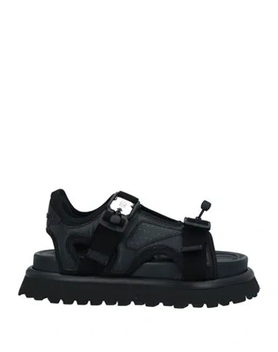 Dolce & Gabbana Man Sandals Black Size 8 Polyester, Viscose, Elastane, Lambskin