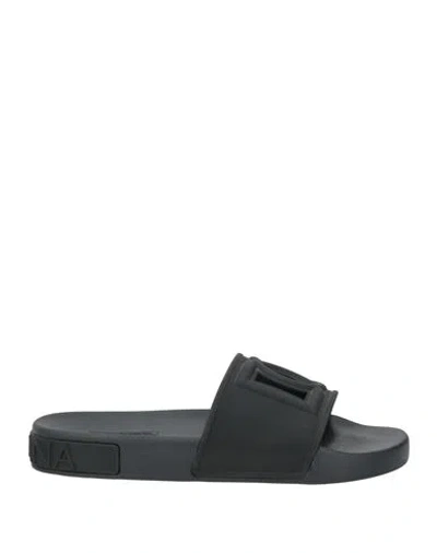 Dolce & Gabbana Man Sandals Black Size 8 Rubber, Tpr - Thermoplastic Rubber