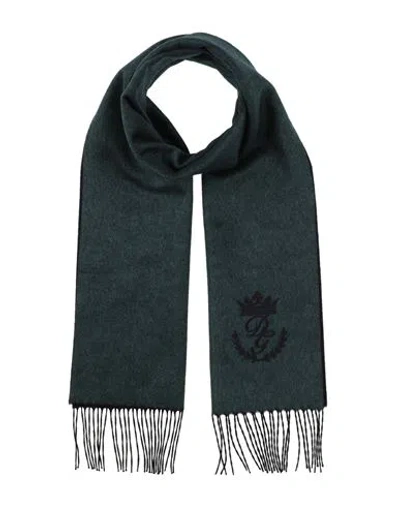 Dolce & Gabbana Man Scarf Dark Green Size - Silk, Cashmere