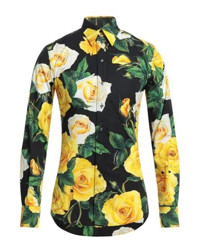 Dolce & Gabbana Man Shirt Black Size 16 Cotton, Elastane