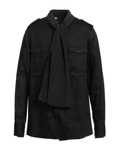 Dolce & Gabbana Man Shirt Black Size 16 Linen, Silk