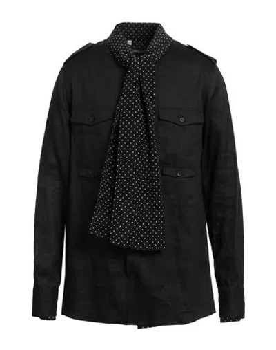 Dolce & Gabbana Man Shirt Black Size 15 ¾ Linen, Silk