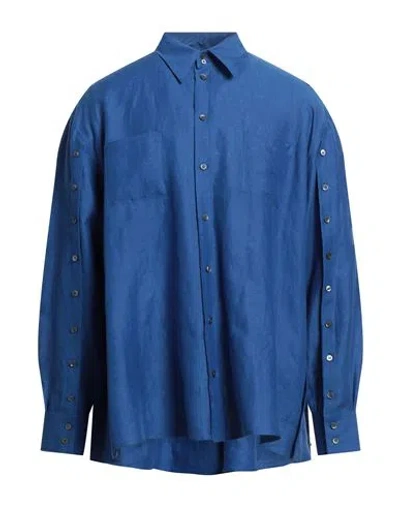 Dolce & Gabbana Man Shirt Blue Size 16 Linen
