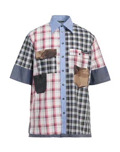 Dolce & Gabbana Man Shirt Blue Size 16 Linen, Cotton, Wool, Silk