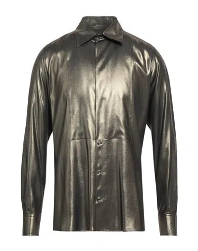 Dolce & Gabbana Man Shirt Bronze Size 15 ½ Acetate, Silk In Grey