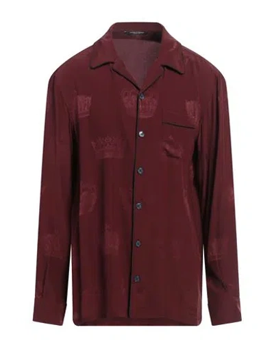 Dolce & Gabbana Man Shirt Burgundy Size 16 Silk In Red
