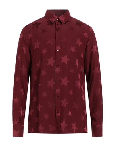 Dolce & Gabbana Man Shirt Burgundy Size 16 Silk In Red