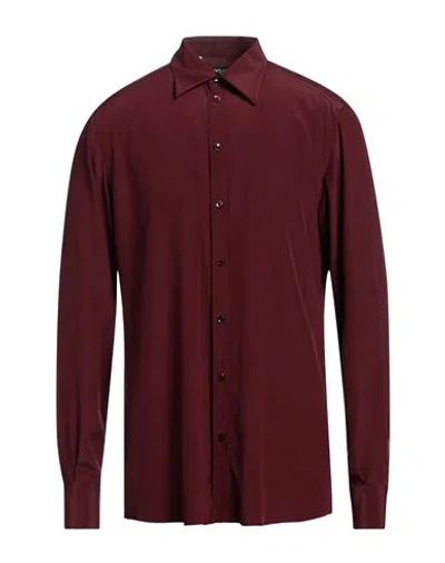 Dolce & Gabbana Man Shirt Burgundy Size 16 ½ Silk In Red